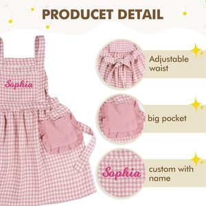 Cá nhân bông Linen Toddler cô gái BIB chéo trở lại <span class=keywords><strong>pinafore</strong></span> không tay Tạp dề cho nướng và nấu ăn - Product Image 4