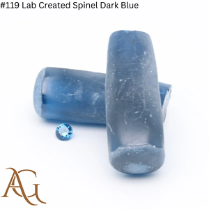 Espinela Cultivada en Laboratorio # 119 Espinela sintética azul oscuro, en bruto, tipo boules, certificada por Flame Fusion, material simulado. - Product Image 4