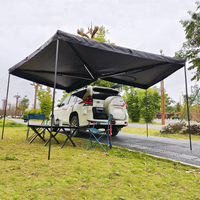 Abri pour véhicule de camping en plein air Tente d'auvent latérale de voiture autoportante à 270 degrés avec lumières LED