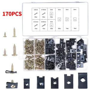 Oem C0720 170Pcs Auto U Clip Bevestiger Met Schroef Assortiment Kit , Auto Roestvrijstalen Clip U Moer, Metalen Clip Vastmaken