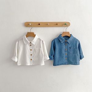 Áo sơ mi denim bé trai bé gái mùa xuân thu Engepapa, áo dài tay chất liệu cotton cho trẻ sơ sinh - Product Image 4
