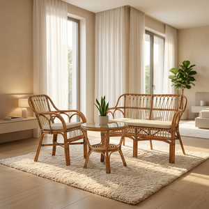 Ensemble de meubles de salon modulaires en rotin luxueux pour balcon, avec structure en rotin durable, pour les espaces extérieurs et intérieurs de la villa - Product Image 3