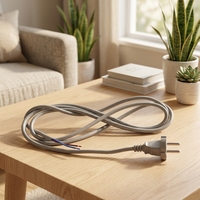 Cable de Alimentación Estándar Europeo de 2 Pines CEE 7/16 con Certificación ENEC H05VV-F 0.75mm2, Cable de Repuesto para Monitor de Computadora y TV, Blanco y Negro, OEM