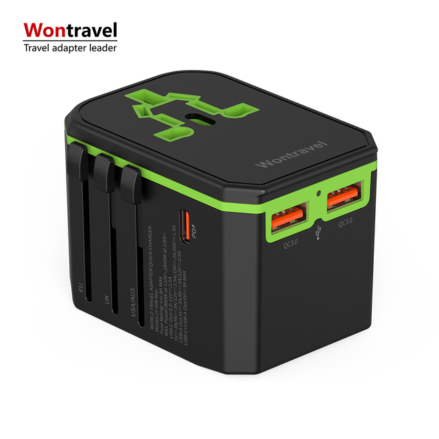 Wontravel Universal Travel Adapter International Wall Socket 30W PD Quick Charger Type-C USB Multi Plug for Laptop Earphone