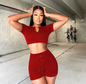 Conjunto de dos piezas de pantalones cortos sexis informales urbanos para <span class=keywords><strong>mujer</strong></span> 2025 - Product Image 3