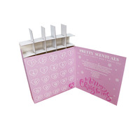 Calendrier de l'avent rose de 25 jours boîte-cadeau en carton recyclé brillant/laminé insérer faux cils stratification mate