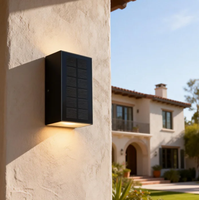 Lampe murale solaire LED extérieure étanche en aluminium, design moderne haut/bas, batterie rechargeable, blanc chaud pour jardin