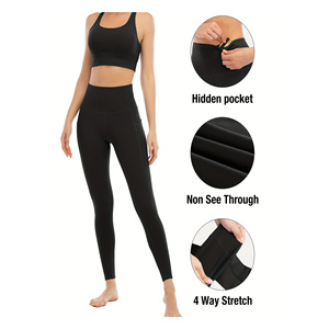 Jeggings de sport pour femmes 2025, personnalisés, <span class=keywords><strong>haute</strong></span> élasticité, couleur unie, sans ceinture, avec poches, pantalon de compression pour la course à pied et le yoga pour adultes - Product Image 5