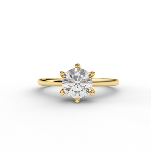 Bague de fiançailles classique en or jaune 14 carats avec diamant rond de culture - Product Image 1