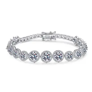 Lab Grown Diamonds Luxury GRA 10CT Moissanite Bracelet S925 Sterling Silver Fine Fashion Jewelry Bracelets Bangles For Women