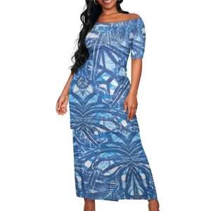 Personnalisé Midi Manches Polynésien Casual Blanc Tribal Femmes Puletasi Samoa Robe Grande Taille Chemise Jupes <span class=keywords><strong>Yukata</strong></span> pour l'été - Product Image 4