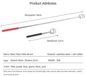 Portátil extensível telescópico urso garras Metal Voltar Scratchers/Mão Massager/Backslap com alças de borracha - Product Image 6