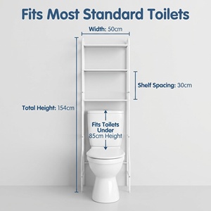 Étagère de salle de bain à 3 niveaux, moderne, à poser au-dessus des toilettes, robuste, multi-niveaux, pour rangement, étagère de toilettes - Product Image 2