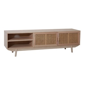 Modern nordic style living room furniture wood rattan storage TV stand