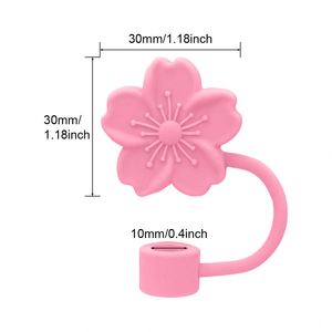 Hot Sale Flower Silicone <b>Straw</b> Cover Cap for Design Cup, 10mm/0.4in <b>Reusable</b> <b>Straw</b> Topper Tips Lids, Cute Gift Party Decor - Product Image 2