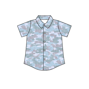 T-shirt à manches courtes pour bébé garçon, imprimé camouflage bleu personnalisé BT1742, sweat à capuche d'été, vêtements pour nourrissons - Product Image 2
