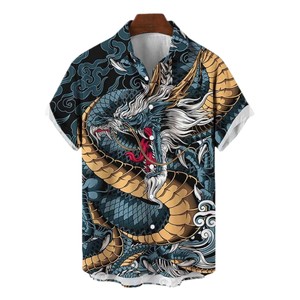 <span class=keywords><strong>Camicie</strong></span> a maniche corte oversize hawaiane da <span class=keywords><strong>uomo</strong></span> 3D Dragon Printed Harajuku Fashion Buttoned Christmas Anime Vintage Streetwear Hot - Product Image 1