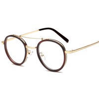 Monture de lunettes en métal anti-lumière bleue à double barre, style coréen distinctif, pour hommes et femmes, décontractée, vintage, motif géométrique artistique