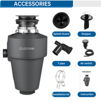 Penghancur Sampah Makanan Listrik Rumah Tangga 1HP, Motor DC Stainless Steel, Teknologi Peredam Suara, Kapasitas 1250ml