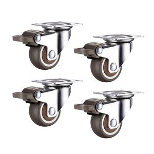 2 Zoll Stuhl rollen Drehbare Gummi rollen TPE Caster Mute Wheels Lenkräder mit Bremse schwenkbar * 4 Stück kleines Gummi rad - Product Image 1