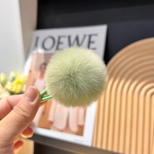 Mignon réel Rex lapin fourrure pompons enfants coloré pince à cheveux avec petite belle fourrure douce <span class=keywords><strong>Mini</strong></span> boule pince - Product Image 6
