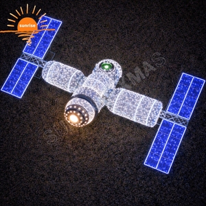 Décorations de Noël : sculpture géante de planète en forme d'anneau LED, motif lumineux sur le thème de l'espace, installation lumineuse pour festival en extérieur - Product Image 3