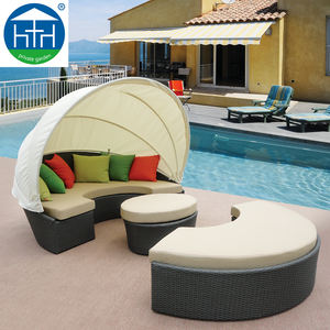 <span class=keywords><strong>Lit</strong></span> de soleil double en rotin/osier avec <span class=keywords><strong>baldaquin</strong></span> Meubles de <span class=keywords><strong>lit</strong></span> de jour pour piscine extérieure Lits de détente - Product Image 5
