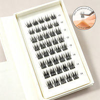 Cils à presser sans bande, effet naturel, couleur marron, pré-collés, taille personnalisée, fourniture OEM, Royaume-Uni, France, Italie, Europe
