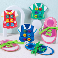 Filetage en bois occupé conseil Montessori jeu de rôle semblant chaussures corde lanceur jeu lacets coordination œil-main jouet éducatif