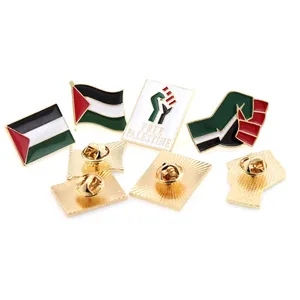 China Manufacturers Metal Hard Soft Enamel Badges Custom Palestine National Flag Lapel Pin Pins