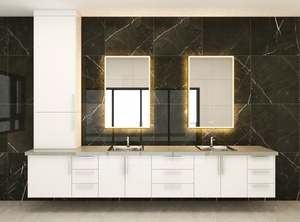 Modern Minimalist Modular Bathroom Vanity Cabinets with LED-Lit <b>Mirrors</b> and <b>White</b> Lacquer Finish - Product Image 2