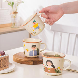แก้วเซรามิกเฉาโจว ลายการ์ตูน สำหรับกาแฟ นม อาหารเช้า ของขวัญ พร้อมหูจับ รุ่น 3487-2 - Product Image 4