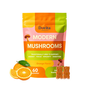 Sixty Count Orange Mushroom Gummies Super Seven Blend Shiitake Turkey Tail Maitake Lions Mane Cordyceps Chaga Reishi Gluten Free - Product Image 1