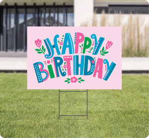 사용자 정의 UV 인쇄 다채로운 골판지 플라스틱 Coroplast 생일 축하 편지 야드 표지판 18x24 Wth H-스테이크 - Product Image 2