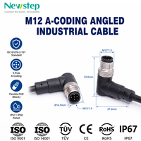 Connecteur M12 mâle-femelle droit ou coudé surmoulé, code A, 8 broches, avec câble PUR non blindé de 1/2/5 mètres