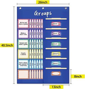 Organizador de Trabajo para el Aula con Gestión de Grupos Personalizable, Tabla de Bolsillos (Poliéster 420D, 40.5x26 pulgadas), Negro, Material Escolar Personalizado - Product Image 2