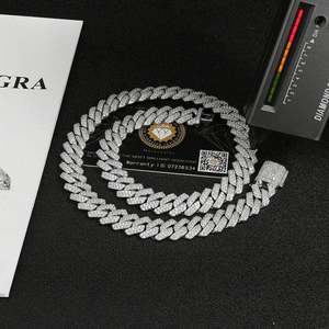 Collar de cadena de eslabones cubanos de diamante de moissanita de plata esterlina Hip Pop - Product Image 3