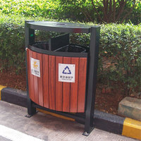 Poubelle extérieure en bois à double compartiment Poubelle à l'extérieur du parc Rue urbaine Cendrier Poubelle publique Poubelle de recyclage