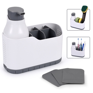 Kitchen Storage Stand Dry Rack Bathroom Countertop Soap Dispenser Utensil Sponge Holder Sink Organizer