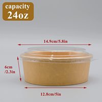 Fabricant d'usine Conteneur jetable d'emballage alimentaire avec impression de logo personnalisé Saladier Bol en papier kraft avec couvercle en papier PET