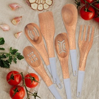 Accessoires de cuisine Gadgets pour la maison Ustensiles en général Ensemble d'ustensiles de cuisine en bois de hêtre antiadhésif avec poignée en silicone