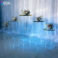 LEDA Ensemble de table à gâteaux et desserts en acrylique, piliers cylindriques ronds, socle décoratif, support pour mariage, fête, anniversaire, table transparente