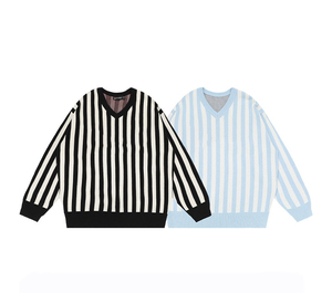 Logotipo personalizado ODM/OEM americano Retro rayas Jersey suéter deportivo de punto suelto de manga larga suéter de invierno logotipo frontal bloque de Color - Product Image 4