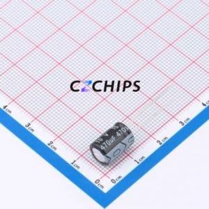 ตัวเก็บประจุแบบอิเล็กโทรไลต์อะลูมิเนียมแบบ Through-Hole รุ่น DHC010M477G124S1AA ขนาด D8xL12 มม. 470uF 20% 10V 320mA-120Hz - Product Image 1