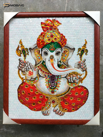 Décoration murale, art en mosaïque, dieu hindou Ganesha, Seigneur Ganesh, église, motif religieux, design découpé à la main, art mural, mosaïque