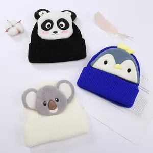 Factory Price Custom Cute Animal Pattern Baby Knit Beanie Hat Warm Winter Boys And Girls Luxury Children's Knitted Hat