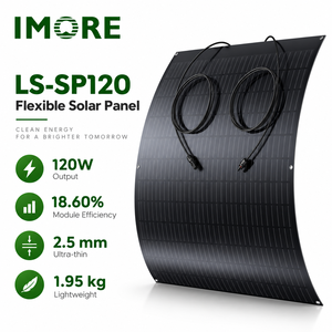 Panneau photovoltaïque flexible 120W monocristallin léger avec câble MC4 pour camping-car, bateau, toit, balcon et utilisation mobile de PV - Product Image 1