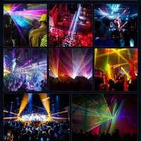 Laser RVB 3W à animation de texte et logo, pleine couleur, DMX512/activation sonore, IP33, en alliage d'aluminium, pour scène, DJ, fête, spectacle, événement