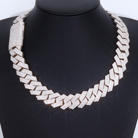 Chaîne cubaine en argent 925 de 20 mm à 4 rangs, chaîne cubaine en moissanite glacée, bijoux hip-hop, chaîne cubaine en moissanite, certificat Gra