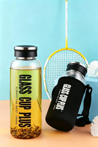 600ml/1000ml Glass Travel <b>Mug</b> Leak Proof Portable <b>Reusable</b> with Sleeve - Product Image 2